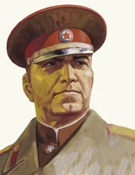 General ruso Georgi Zhukov (gouache sobre papel)