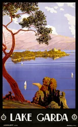 Póster vintage para el Lago de Garda, Italia