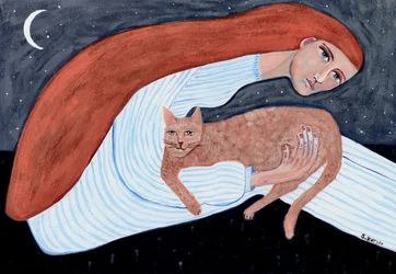 Abrazos nocturnos de gatos de ensueño