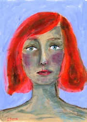 La mirada pensativa de una pelirroja