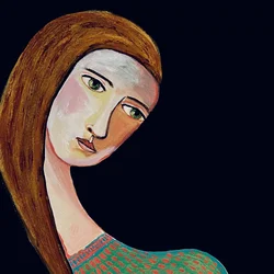 La mirada serena de una mujer