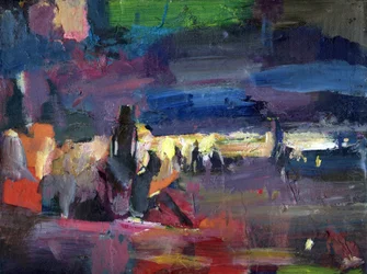 Figuras en la playa, 2024 (gouache sobre papel)