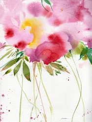 Flores abstractas en acuarela rosa