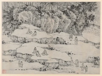 Doce vistas de la colina del tigre, Suzhou: La terraza de la piedra que asiente, la colina del tigre y el asiento de mil hombres