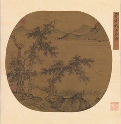 Pescando en el Río de Otoño, ca. 1370