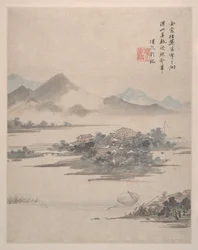 Paisajes, flores y pájaros, fechado en 1639 (álbum de ocho cuadros; tinta y color sobre papel)
