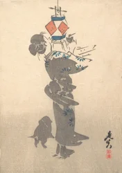 Encendiendo una linterna colgante para el Festival Obon, 1860
