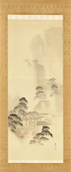 Templo bajo la lluvia de otoño