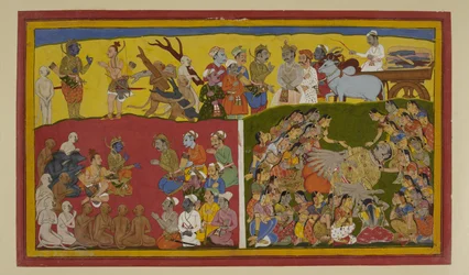 Vibhishana llora a Ravana; Rama ordena los ritos funerarios y la coronación de Vibhishana
