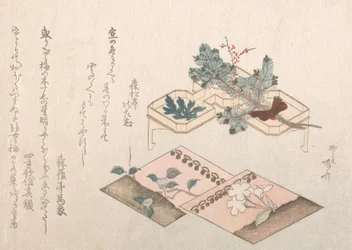 Colección de lluvia de primavera Harusame shu, vol. 2: brotes de pino y accesorios para N..., siglo XIX