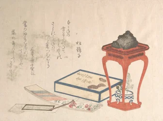 Soporte, caja y papel de escribir, probablemente 1816
