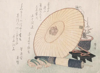 Paraguas y Geta Sandalias de madera japonesas