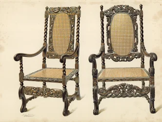 Silla, propiedad de P Macquoid; Silla, propiedad de Arthur S Cope