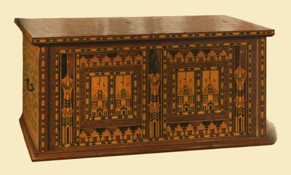 Cofre Nonsuch con incrustaciones de roble, 1904
