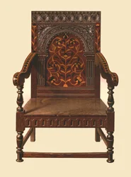 Silla incrustada de roble, 1904