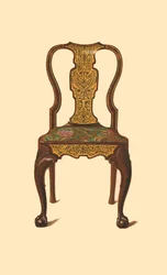 Silla de nogal con incrustaciones de marquetería