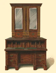 Gabinete de escritura con incrustaciones de nogal, 1905