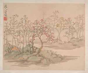 Paisajes y flores, fechado en 1745 (álbum de ocho cuadros; tinta y color sobre papel)