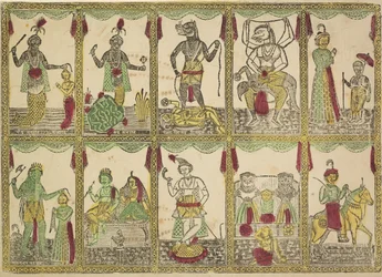 Los Dasavatara, diez encarnaciones de Visnú, siglo XIX