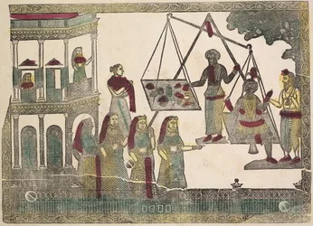Krishna pesado contra objetos preciosos, 1800s