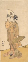 Nakamura Matsue II como una mujer de pie en una colina, 1773