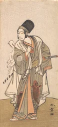 Figura de pie de un actor de la familia Ichikawa, probablemente Danjuro IV, 1726-1792