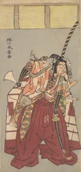 El actor Ichikawa Danjuro V, vestido con voluminosos pantalones ceremoniales Nagabakama