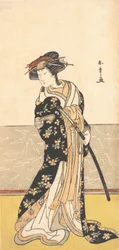 El Actor Nakamura Riko, como una Cortesana con una Espada, ca. 1780
