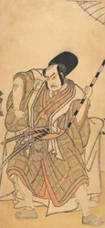 El actor Nakamura Sukegoro II como un samurái disfrazado de Shicho o asistente, ca. 1778