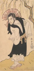 El actor Nakamura Utaemon I como un monje bajo un sauce