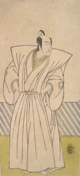 El quinto Ichikawa Danjuro como un samurái de alto rango, finales del siglo XVIII