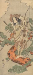 El noveno Ichimura Uzaemon como un guerrero samurái, ca. 1773