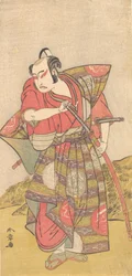 El segundo Ichikawa Yaozo como un samurái vestido con un llamativo Kamishimo, probablemente 1773
