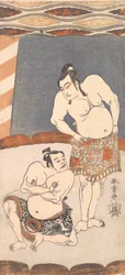 El segundo Ichikawa Yaozo como luchador en una arena