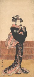 El tercer Azuma Tozo como mujer con kimono negro, probablemente 1782