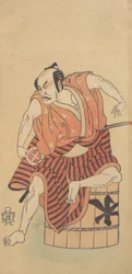 El tercer Otani Hiroemon como un Otokodate sentado sobre una tina invertida, 1768 o 1769