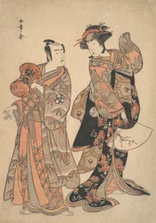 El tercer Segawa Kikunojo como Ochiyo y Bando Mitsugoro como Hanbei, quinto mes, 1781