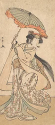 El tercer Segawa Kikunojo como una mujer bailando en un acto de Shosa, ca. 1785