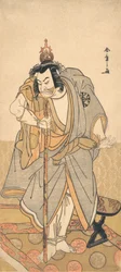 El actor Nakamura Nakazo como un peregrino rokuju-rokubu al templo budista, ca. 1780