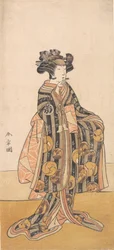 Yoshizawa Iroha como una Mujer Tomoe Gozen de Pie en la Orilla, 1774 o 1775