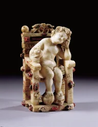 Figura del niño Cristo sentado en un trono, principios del siglo XVII