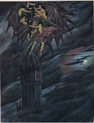 Lucifer y sus ángeles "¡date prisa! ¡Apresúrense! Oh vosotros, espíritus, arrastrad desde su puesto la pesada cruz de hierro
