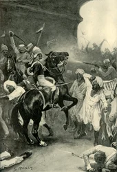 Roberts tiene su caballo abatido en Bulandshair, 1901