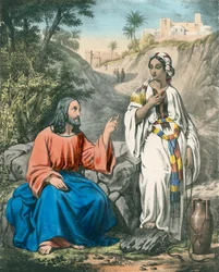 Cristo y la mujer de Samaria en el pozo de Jacob
