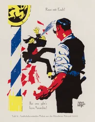 ¡Fuera de aquí! Aquí no hay anarquía (litografía en color)