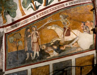 El triunfo de la muerte (detalle) de un fresco de la Escuela de Siena