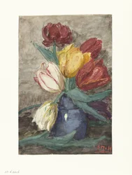 Tulipanes en un jarrón