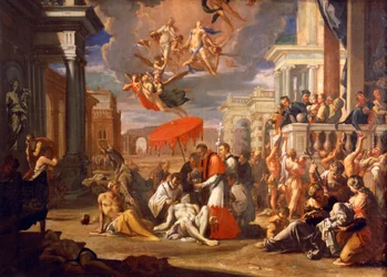 San Carlos Borromeo administrando la Sagrada Comunión a las víctimas de la peste en 1576, por Sigismund Caula