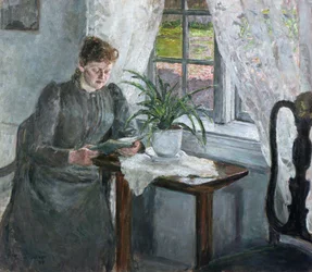 Interior con mujer leyendo