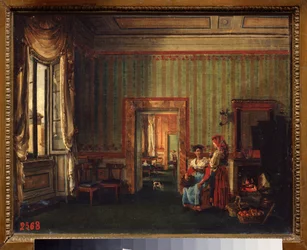 Interior de la casa del Príncipe Alexander Galitzine (Golitsyn) (1723-1804) en Roma (Italia). Pintura de Sylvester Feodosiyevich Shchedrin (Sylvester Shchedrin) (1791-1830), óleo sobre lienzo